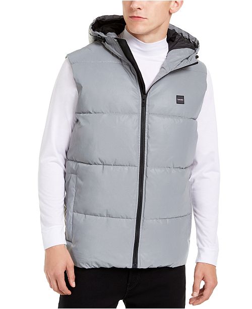 Calvin Klein Men S Reflective Hooded Puffer Vest Reviews Coats