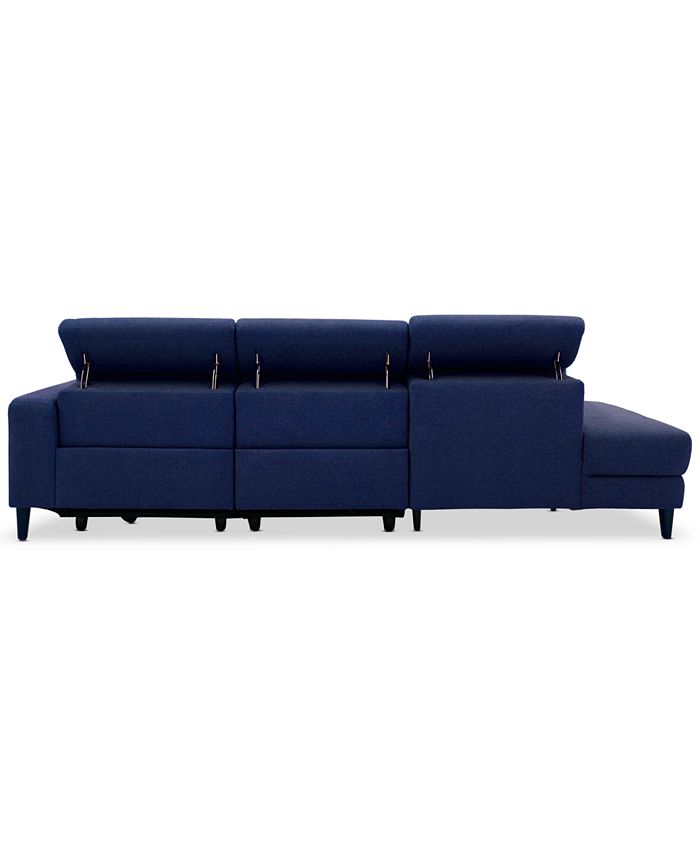 Furniture CLOSEOUT! Sleannah 3Pc. Fabric Bumper Sectional with 2 Power