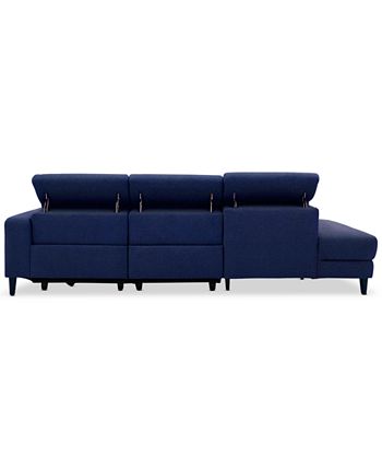 Furniture - Sleannah 3-Pc. Fabric Bumper Sectional with 2 Power Recliners