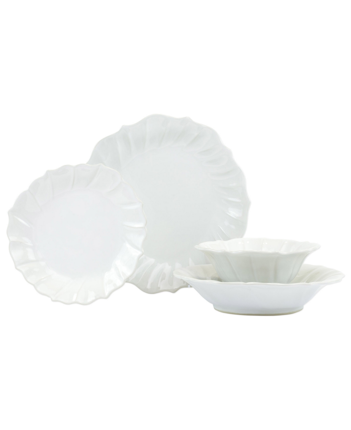 Incanto Stone Ruffle 4 Piece Place Setting - White