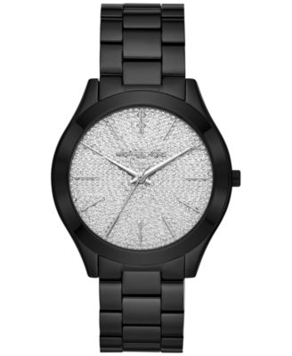 michael kors men's slim runway black stainless steel watch