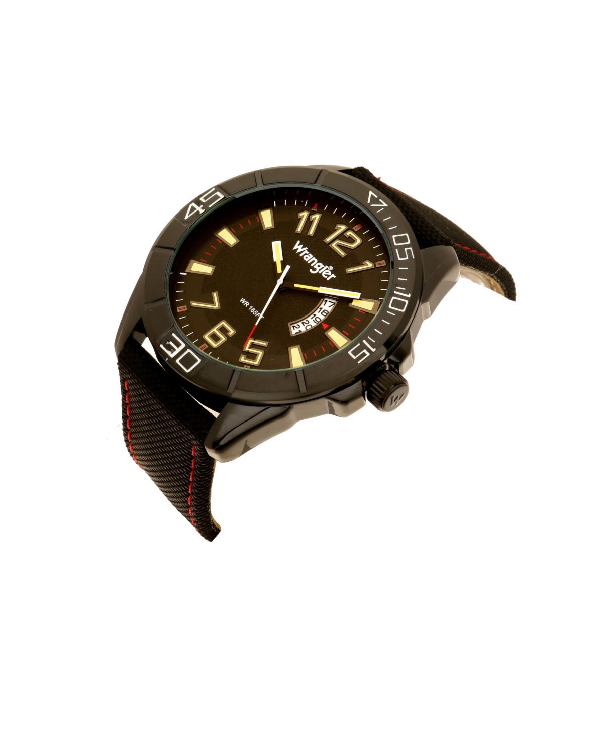 Wrangler Men's Watch, 50MMCase,Bezel, White Arabic Markers,Sand Satin Dial with Yellow Arabic Markers, White Second Hand, Crescen