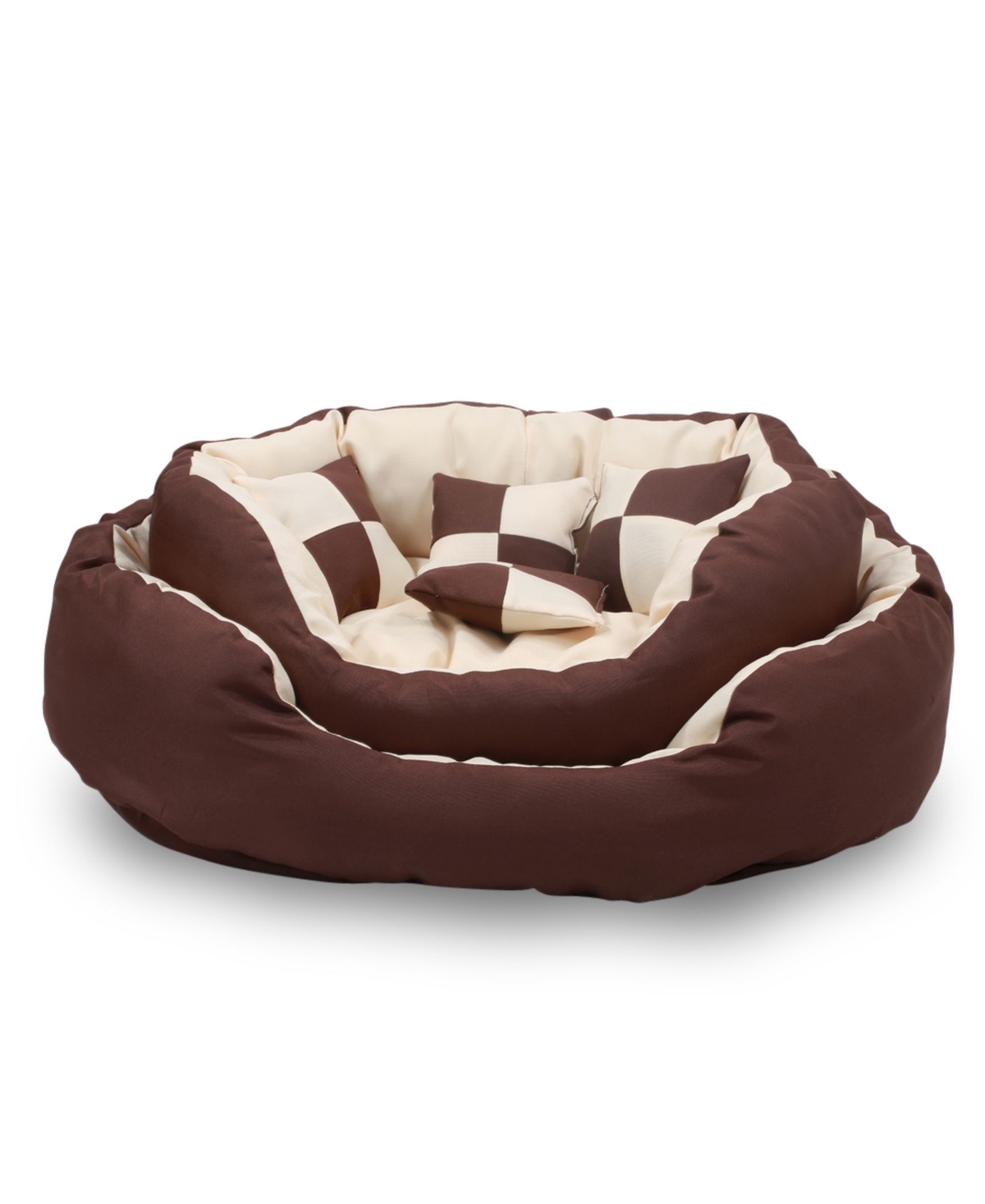 Happycare Textiles Durable Bolster Sleeper Oval Pet Bed with Removable Reversible Insert Cushion and Additional Two Pillow,