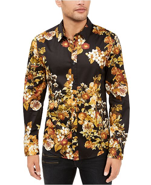 Guess Men S Luxe Lost Angels Floral Shirt Reviews Casual
