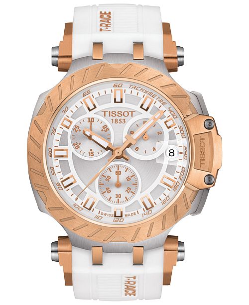 Tissot Women S Swiss Chronograph T Race White Silicone Strap Watch 47 6mm Reviews All Fine Jewelry Jewelry Watches Macy S