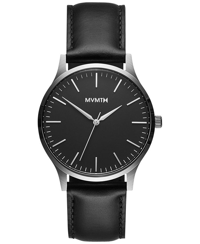 MVMT Men's 40 Series Black Leather Strap Watch 40mm - Macy's