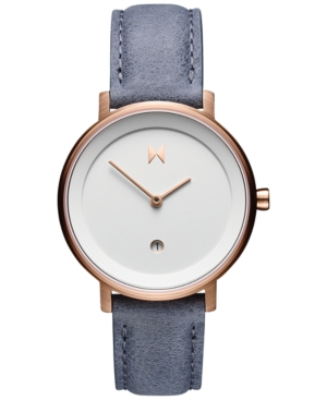 image of Mvmt Women-s Signature Ii Earl Gray Blue Leather Strap Watch 34mm