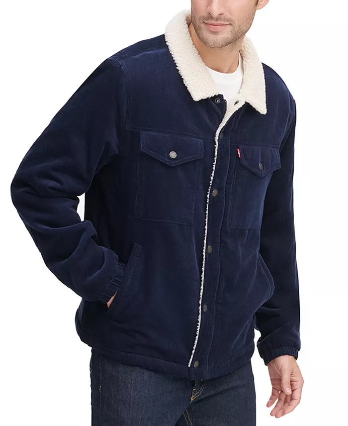Men's Fleece-Lined Corduroy Trucker Jacket - thumbnail 3