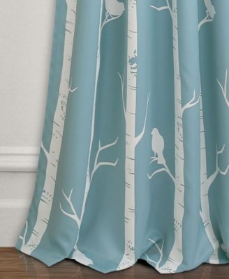 Lush Decor Bird On The Tree Light Filtering Window Curtain Panels Pair 52"W x 84"L +2" Bird Curtains For Bedroom - Tan Living Room Curtains