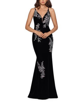 macy's black velvet dress