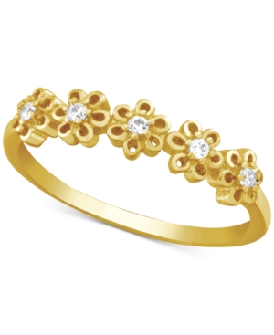 image of Essentials Cubic Zirconia Flower Ring in Gold-Plate