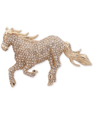 Lauren Ralph Lauren - Gold-Tone Pav&eacute; Crystal Horse Pin