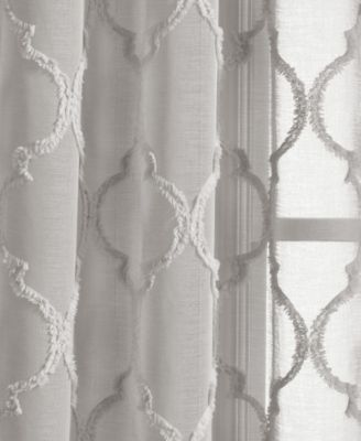 Lush Decor Avon Trellis Grommet Sheer Curtain Panels, 38" x 84" Pair – Modern Sheer Window Curtains for Living Room or Farmhouse Bedroom