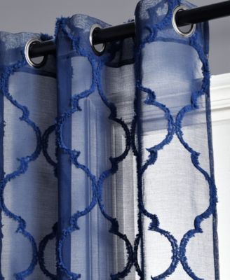 Lush Decor Avon Trellis Grommet Sheer Window Curtain Panels Pair - Sheer Curtains for Living Room or Bedroom