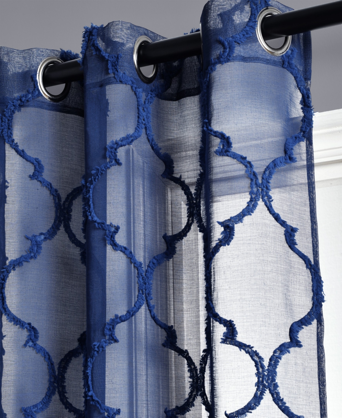 Lush Decor Avon Trellis Grommet Sheer Window Curtain Panels Pair - Curtains for Living Room or Bedroom