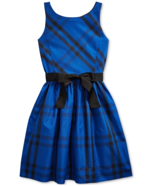 Polo Ralph Lauren Kids Big Girl S Plaid Taffeta Dress In Royal