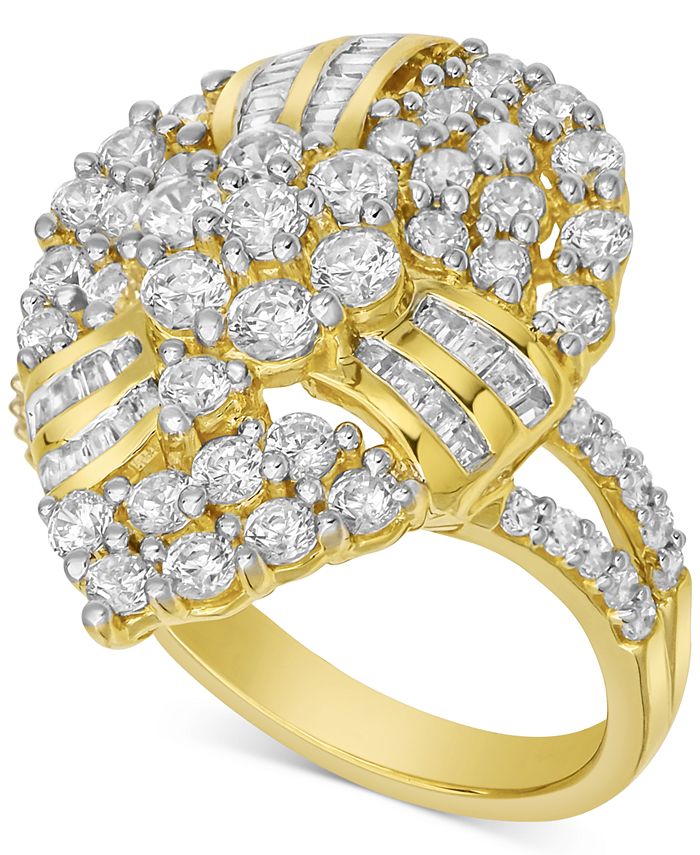 Macy's - Diamond Cluster Pear-Shaped Statement Ring (2 ct. t.w.) in 10k Gold
