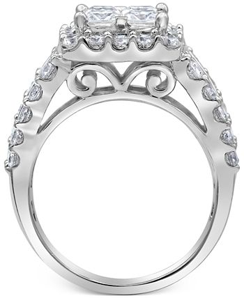 Macy's - Diamond Princess Quad Cluster Engagement Ring (1-3/4 ct. t.w.) in 14k White gold