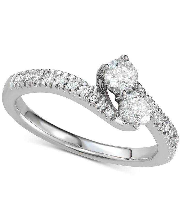 Macy's - Diamond Two-Stone Engagement Ring (3/4 ct. t.w.) in 14k White Gold