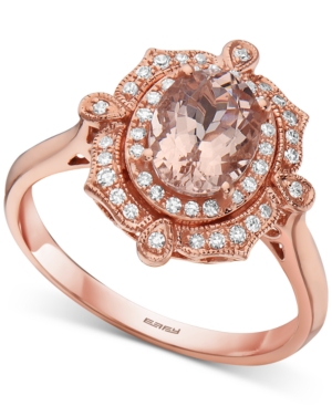 image of Effy Morganite (1 ct. t.w.) & Diamond (1/6 ct. t.w.) Statement Ring in 14k Rose Gold