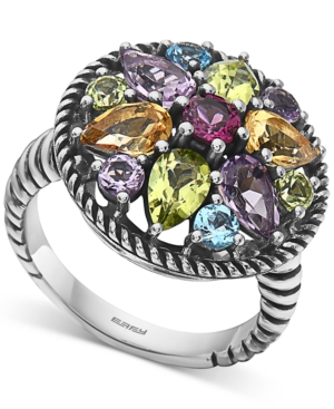 image of Effy Multi-Gemstone Flower Statement Ring (3-1/2 ct. t.w.) in Sterling Silver