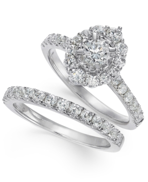 image of Diamond Halo Bridal Set (1-1/3 ct. t.w.) in 14k White Gold