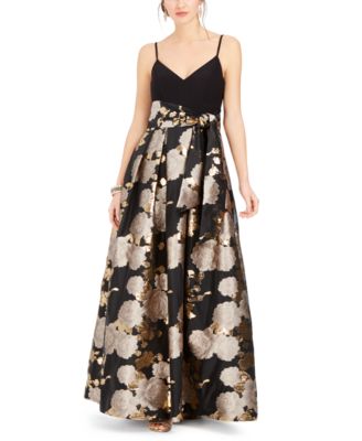 eliza j metallic floral ball gown