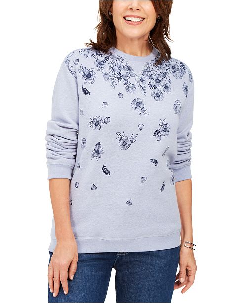 Karen Scott Floral Print Fleece Sweatshirt Created For Macy S