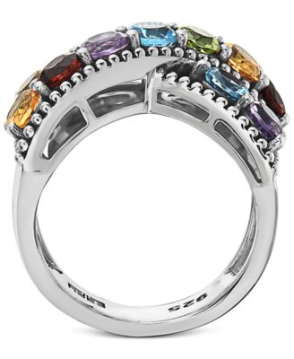 EFFY Collection EFFY® Multi-Gemstone Crisscross Statement Ring (4-1/3 ct. t.w.) in Sterling Silver