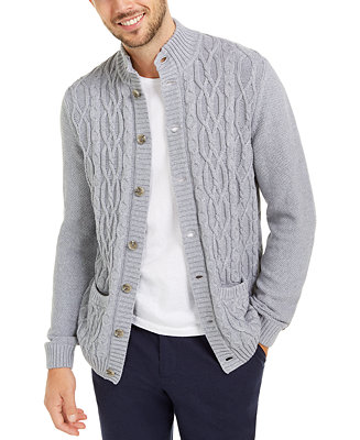 Tasso Elba Men's Cable Knit Cardigan, Created for Macy's - Macy's