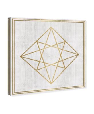 Whitewash Wood Geometric Diamond Canvas Art, 16" x 16"