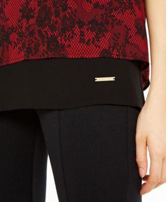 Michael Kors Floral Lace Layered-Look Top, Regular & Petite