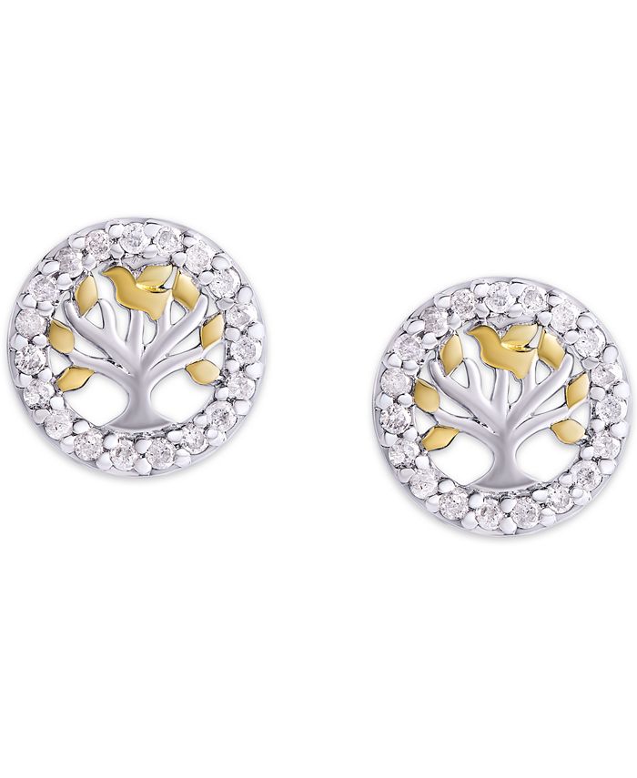 Sparkling family tree stud earrings clearance