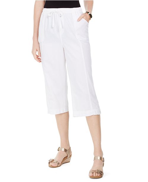 Karen Scott Petite Cotton Cherry Capri Pants, Created for Macy's ...
