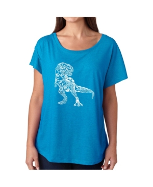 image of La Pop Art Women-s Dolman Cut Word Art Shirt - Dino Pics
