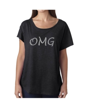 image of La Pop Art Women-s Dolman Cut Word Art Shirt - Omg