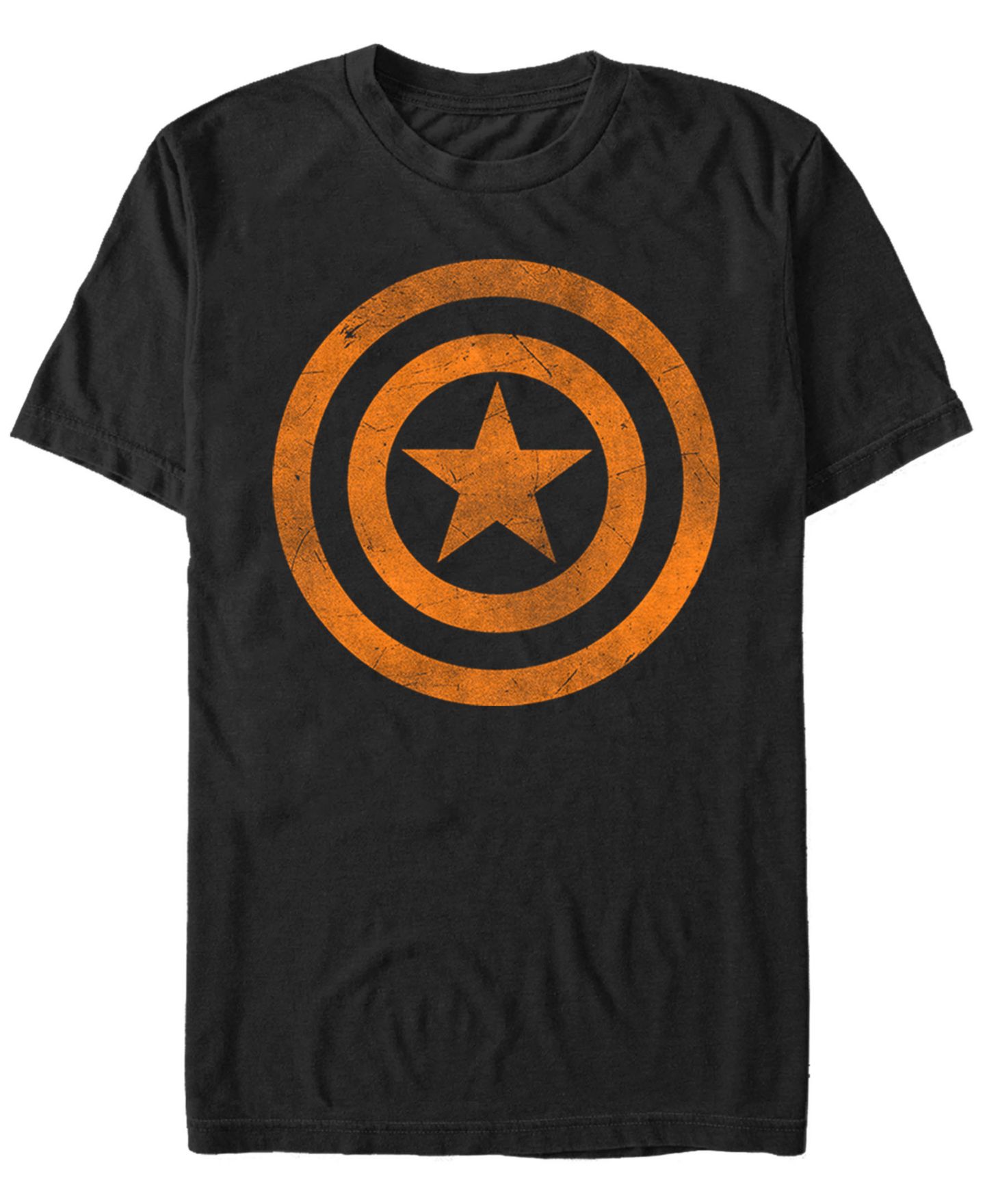 Мужская футболка Fifth Sun Marvel Captain America Distressed Orange Shield Logo Short Sleeve, цвет: Чёрный — фото 1