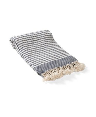 Olive And Linen Olive Linen Turkish Towel Throw Collection Bedding In Black