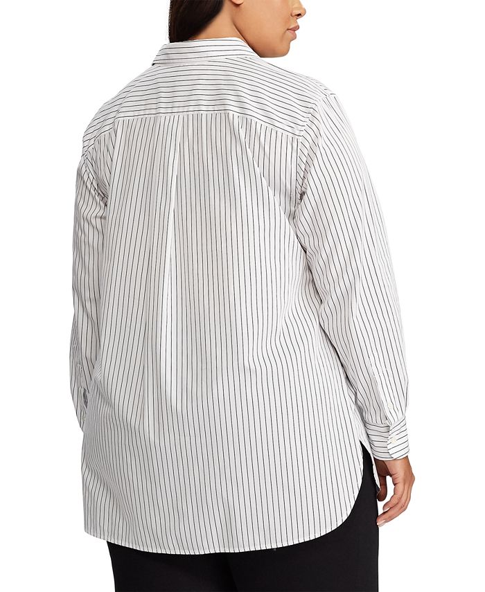 Lauren Ralph Lauren Plus Size Box-Pleated Cotton Shirt - Macy's