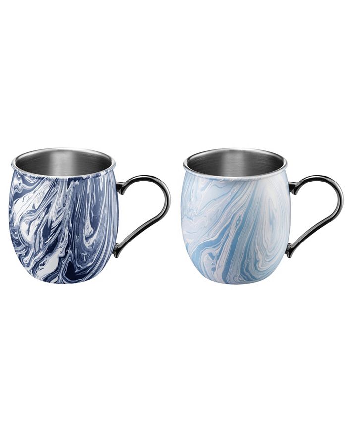 Cambridge - 2 Pack 20oz Navy and Light Blue Swirl Moscow Mule Mugs