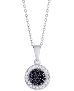 image of Black and White Diamond 1/4 ct. t.w. Round Pendant Necklace in Sterling Silver