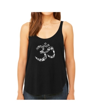 image of La Pop Art Women-s Premium Word Art Flowy Tank Top- The Om Symbol Out Of Yoga Poses