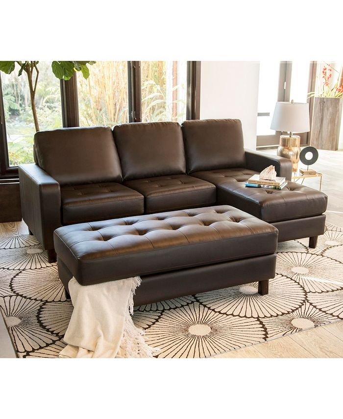 Abbyson Living Houston Tufted Leather Sectional & Ottoman Set Macy's