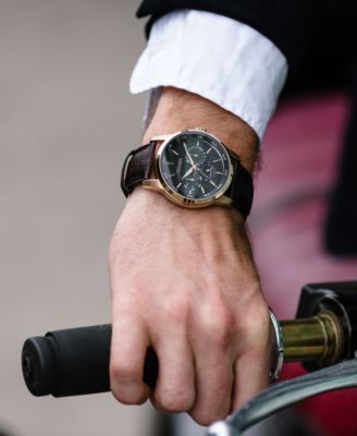 Men's Dress Eco-Drive Black-Brown Leather Strap Watch 44mm BU2013-08E