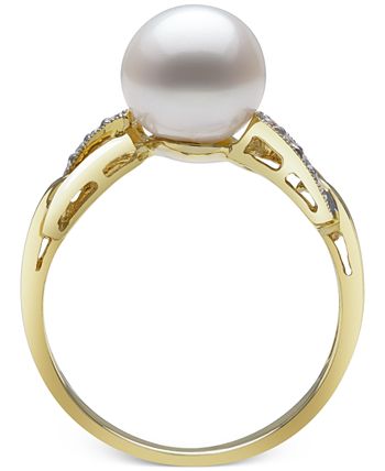 Belle de Mer - Cultured Freshwater Pearl (8mm) & Diamond (1/20 ct. t.w.) Ring in 14k Gold