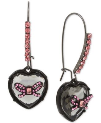 Betsey Johnson Stone Heart Long Drop Earrings - Macy's