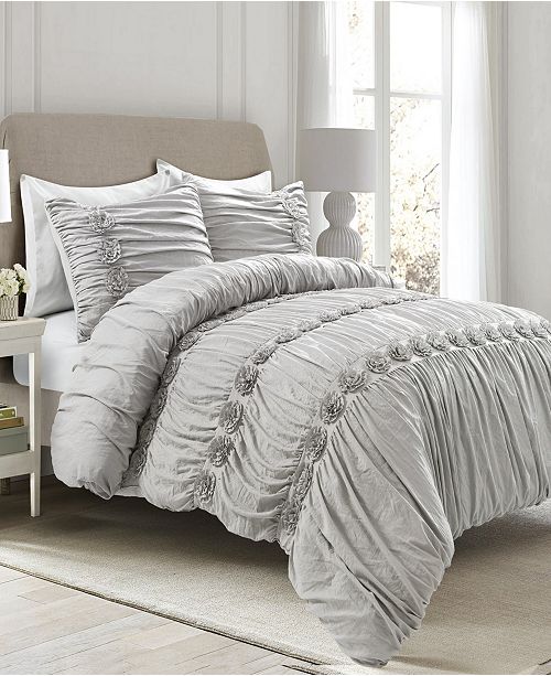 Lush Decor Darla Ruched 3 Piece King Comforter Set Reviews Bed