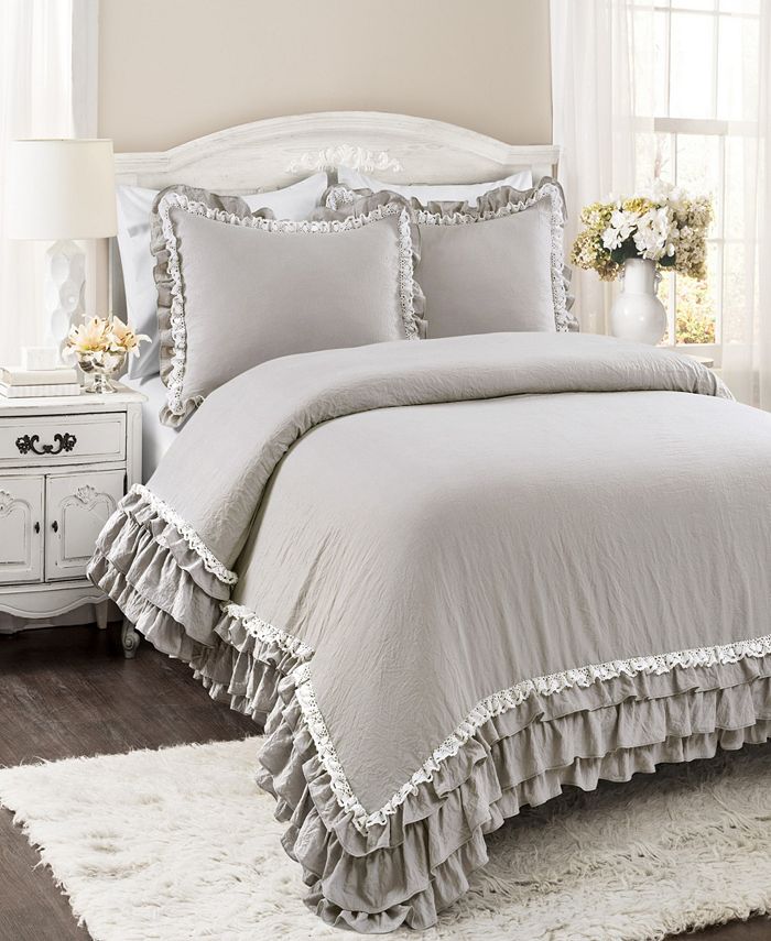 Lush Décor Ella Ruffle Lace 3Piece Full/Queen Comforter Set Macy's