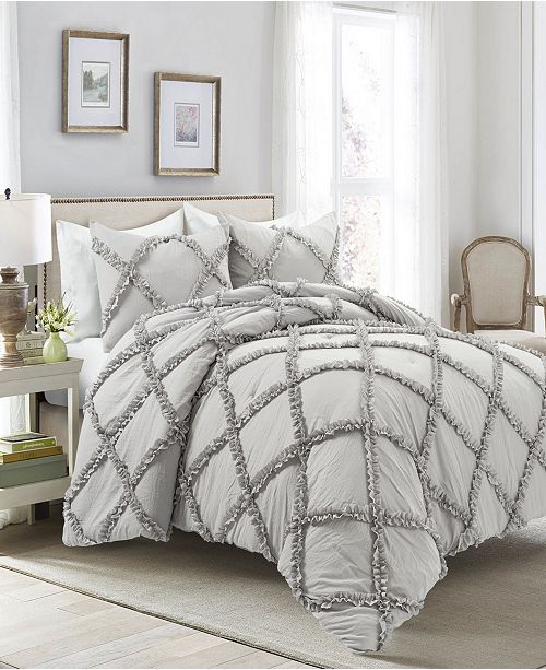 Lush Decor Ruffle Diamond 3 Piece Full Queen Comforter Set