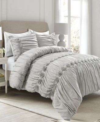 Lush Décor - Darla Ruched 3-Piece Full/Queen Comforter Set